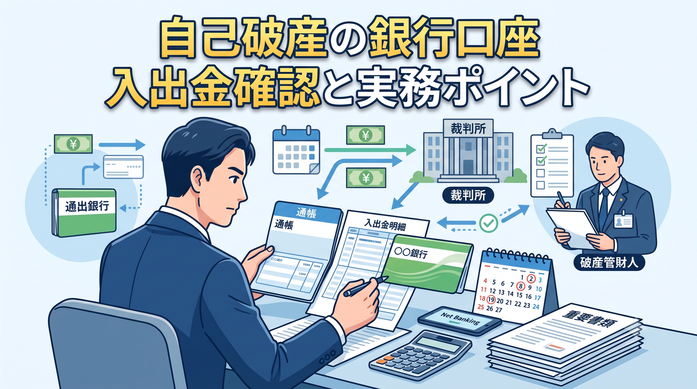 自己破産の銀行口座入出金確認と実務ポイント